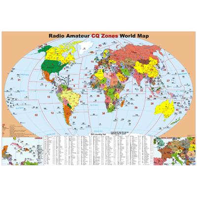 Радиолюбительская карта мира \"Radio Amateur CQ Zones World Map\". 2022 Edition