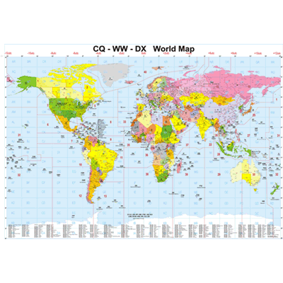 Радиолюбительская карта мира «CQ – WW - DX World Map». 2014 Edition