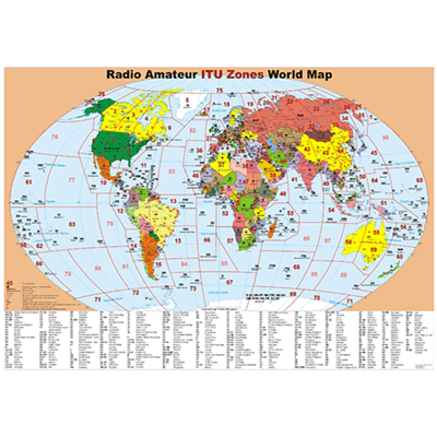 Радиолюбительская карта мира \"Radio Amateur ITU Zones World Map\". 2022 Edition