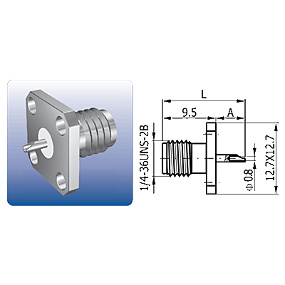 S-2454-2QA разъем SMA  розетка, приборный с фланцем, до 18 ГГц