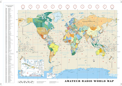 Радиолюбительская карта мира CQ-WW-DX World Map. Супер размер 140х200см, на виниле,  упаковка для пересылки. 2022